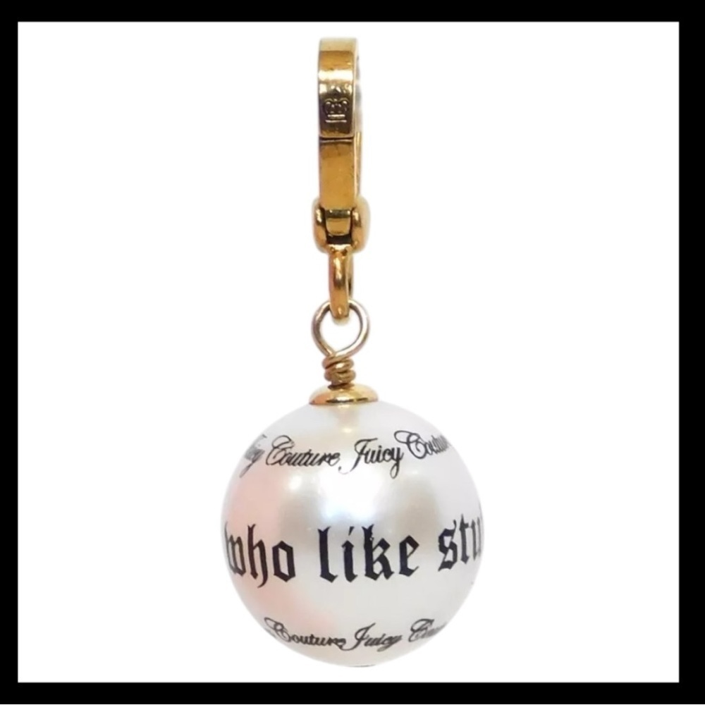 Juicy Couture Script Pearl Charm For Nice Girls Who Like Stuff NIB - Picture 2 of 10
